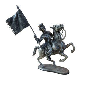 MHSP French Napoleonic Officer Cavalry Rider on Horseback - 3.5" Pewter  3 Pcs